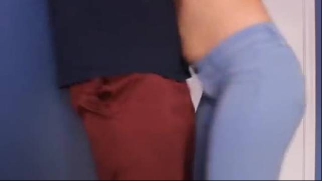 Hot girl in tight jeans grinds ass on guys dick and cumshots on ass